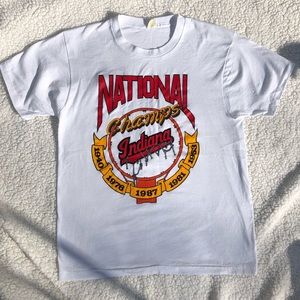 Vintage 80s NCAA Indiana National Champs Single Stitch White Tee Shirt Large